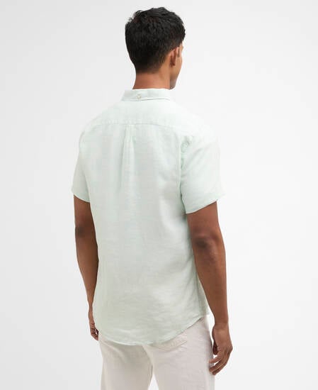 Linton Linen Short-Sleeved Tailored Shirt Mint Blue