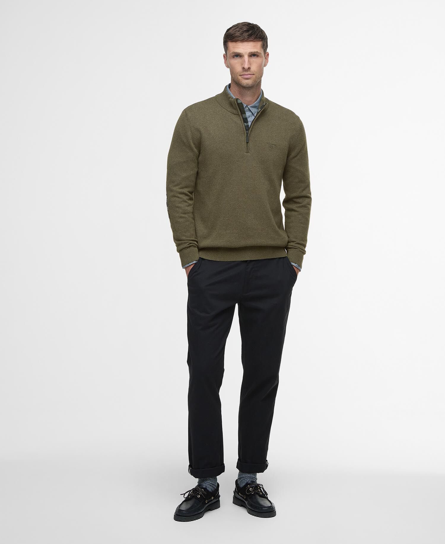 Avoch Quarter-Zip Jumper Olive Marl