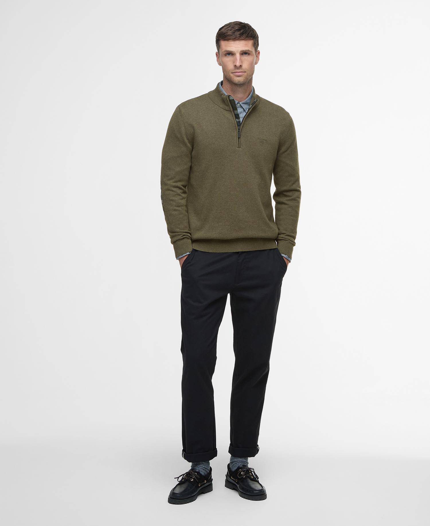 Avoch Quarter-Zip Jumper Olive Marl image number 1
