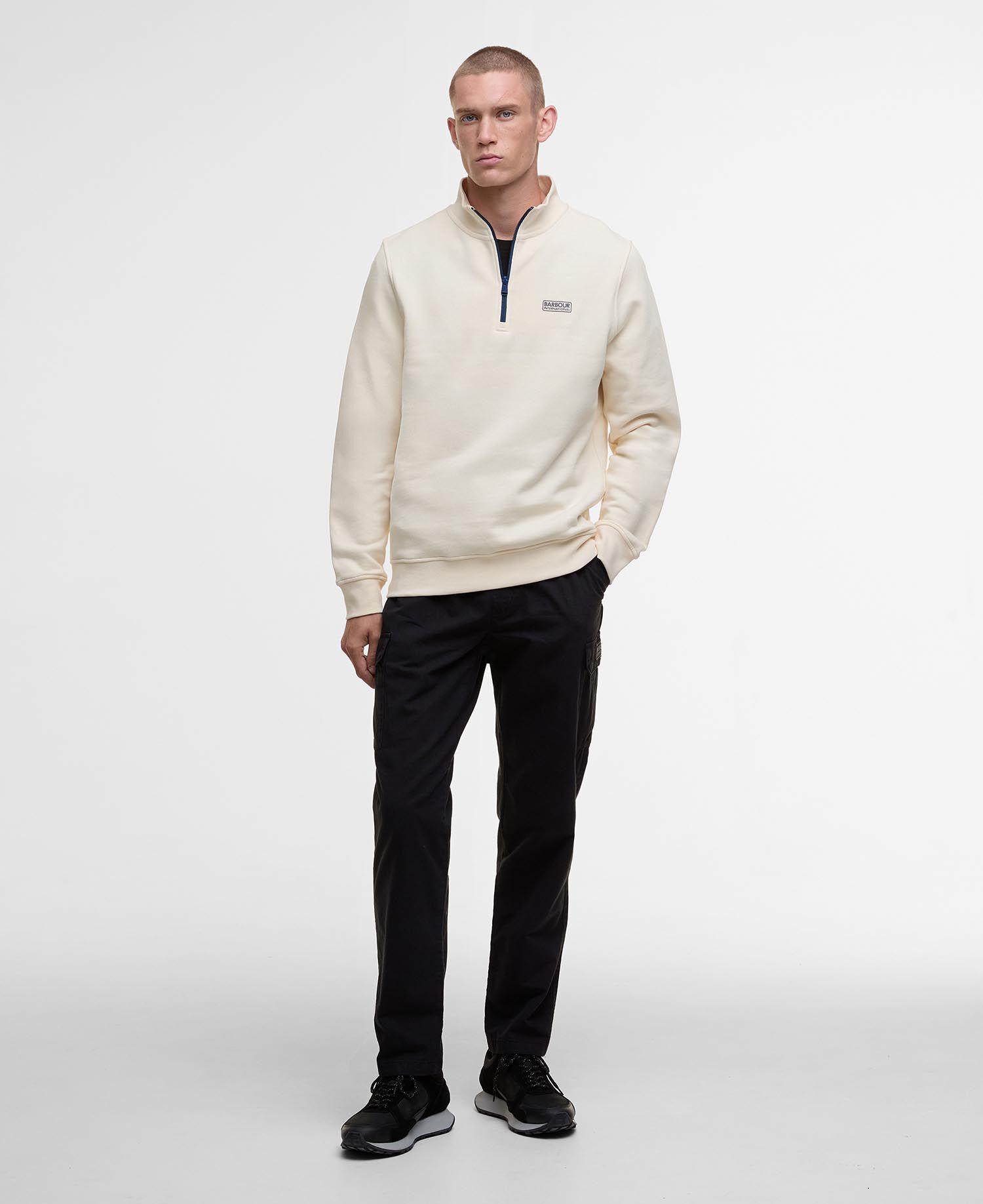 Felpa con zip corta Clipper Calico White