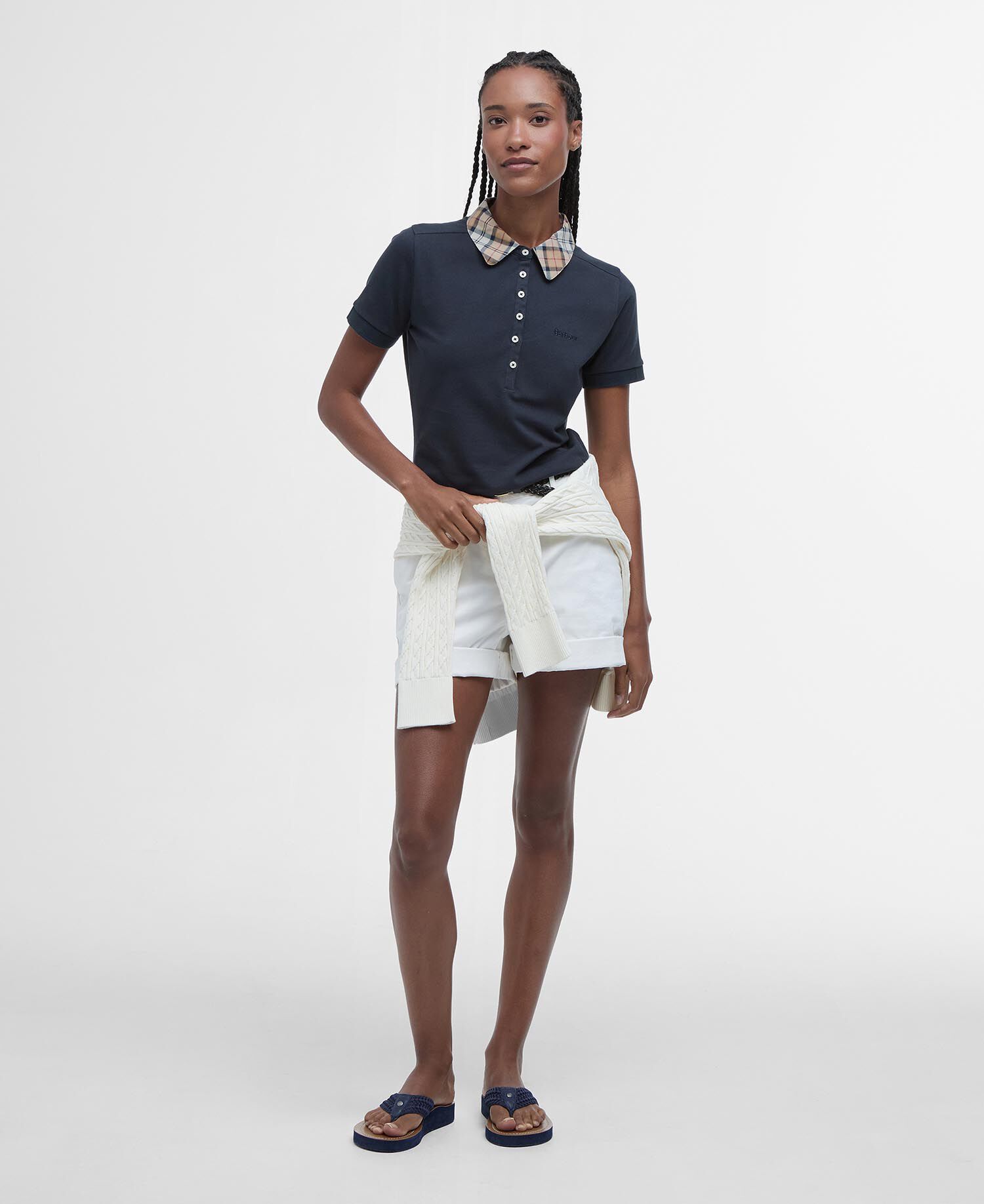 Malvern Short-Sleeved Polo Shirt Navy/Hessian