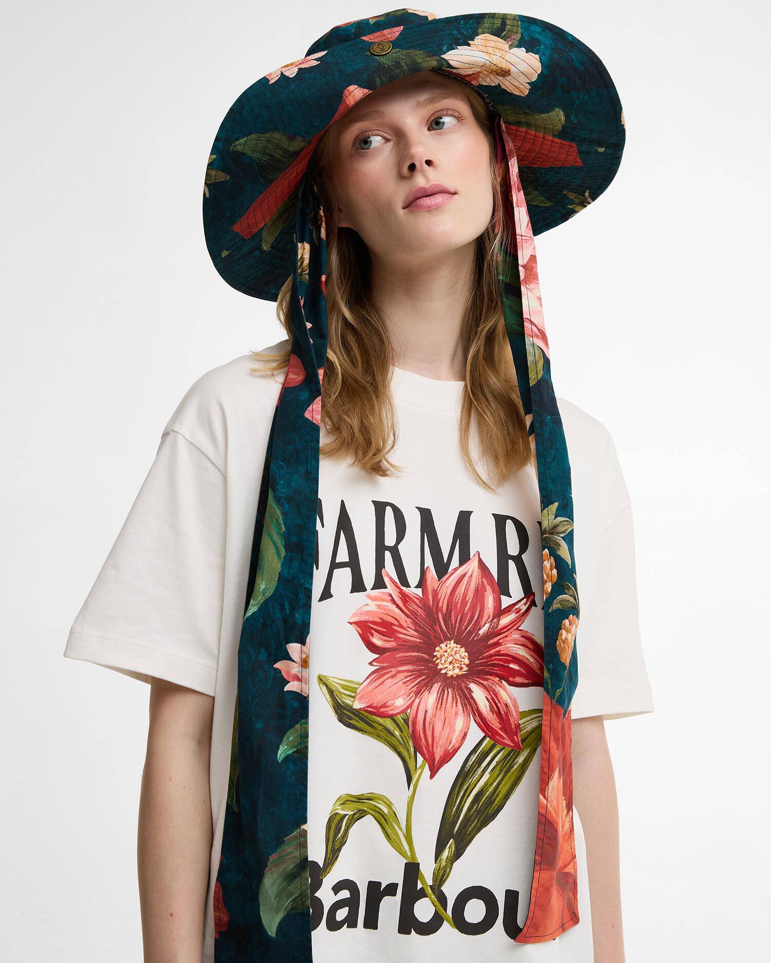 Barbour FARM Rio Wild Flower Oversized Graphic T-Shirt Cream image number 3