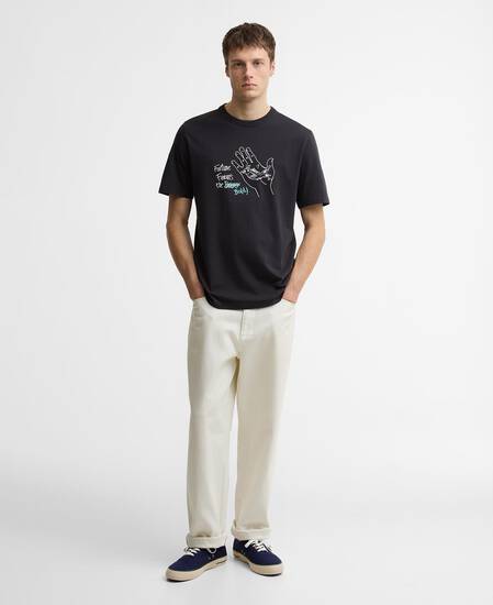 Paul Smith Loves Barbour T-Shirt Fortune Fish Graphic Dark Navy