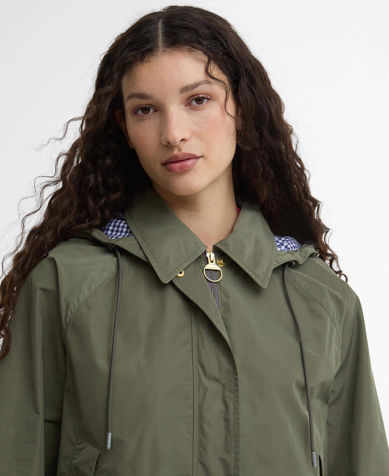 Paul Smith Loves Barbour Broomhill Showerproof Jacket Dusky Khaki/Navy/White Gingham image number 3