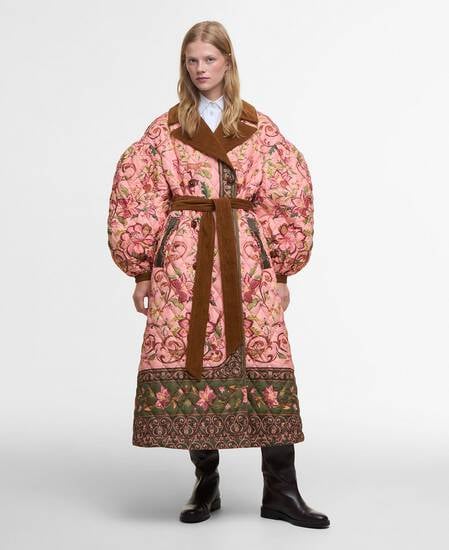 Barbour FARM Rio Cami Quilted Jacket Tropical /Beige Heart Print