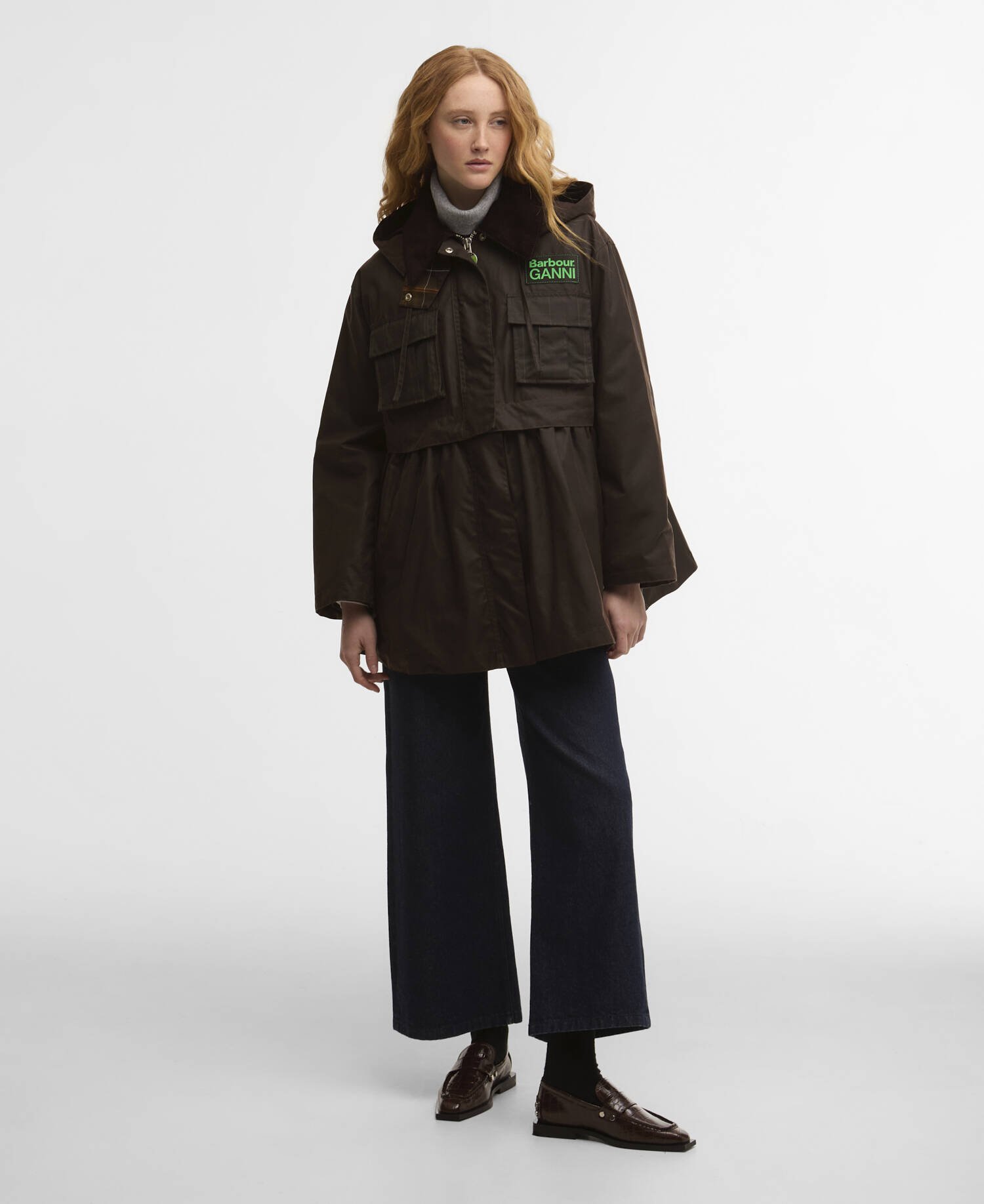 Barbour x GANNI Peplum Waxed Jacket image number 1