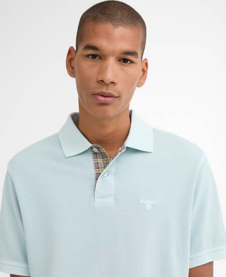 Poloshirt Washed Tartan Tailored Pique Washed Sky