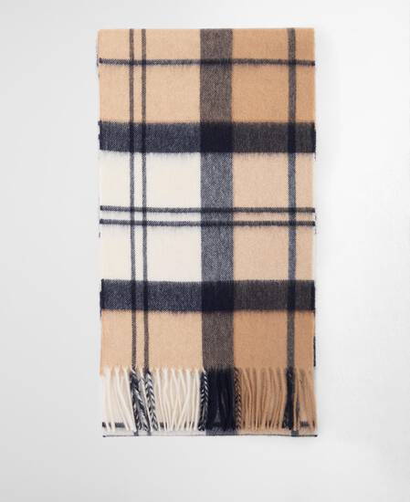 Tartan Cashmere Scarf Hessian Navy Tartan Cashmere Scarf Hessian Navy