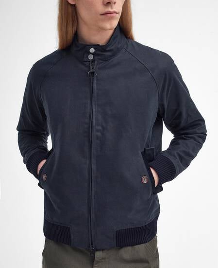 Barbour x Baracuta Porton Waxed Harrington Jacket Navy