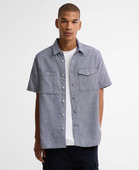 Southscale Linen-Blend Relaxed Shirt Navy