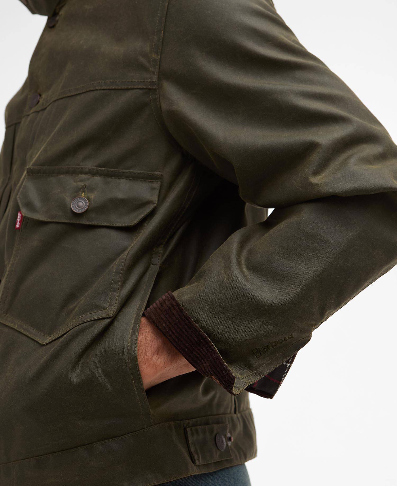 Barbour x Levi's Type II Waxed Jacket Archive Olive image number 9