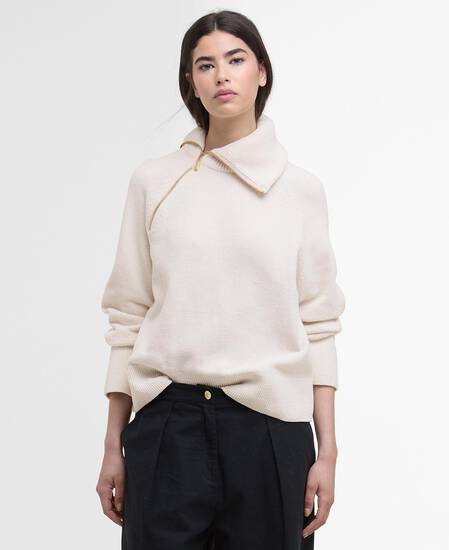 Pullover Saskia Funnel-Neck Off White