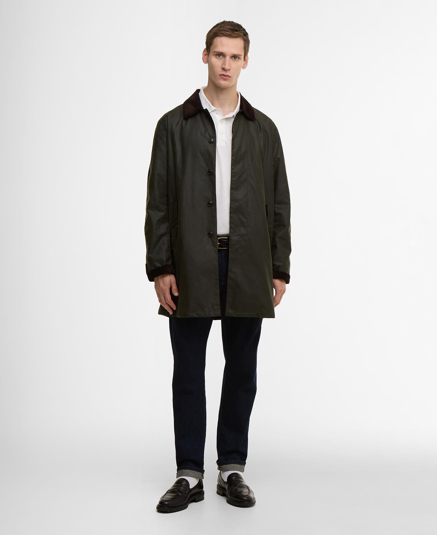 Barbour x Baracuta Tyne Waxed Car Coat Archive Olive