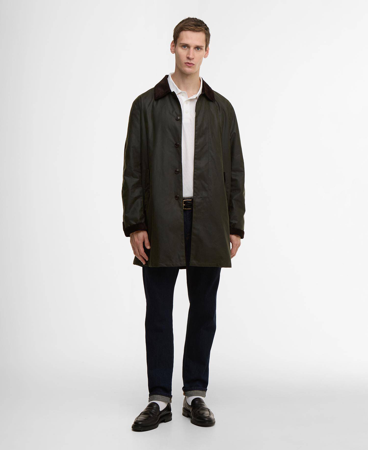 Barbour x Baracuta Tyne Waxed Car Coat Archive Olive image number 1