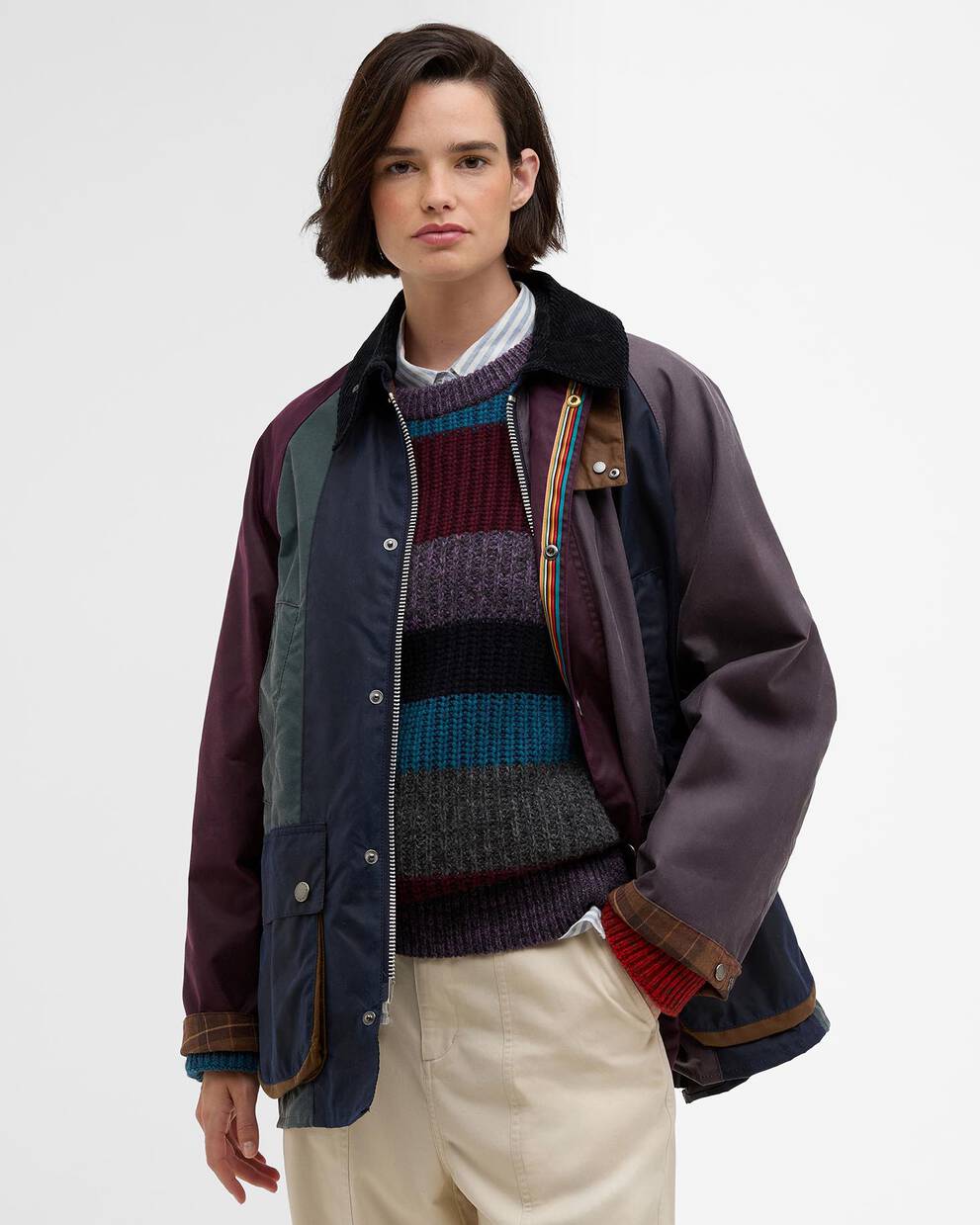Giacca cerata Bedale oversize a righe Paul Smith loves Barbour
