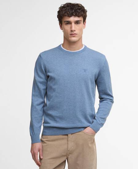 Pima Cotton Crew Neck Jumper Bluestone
