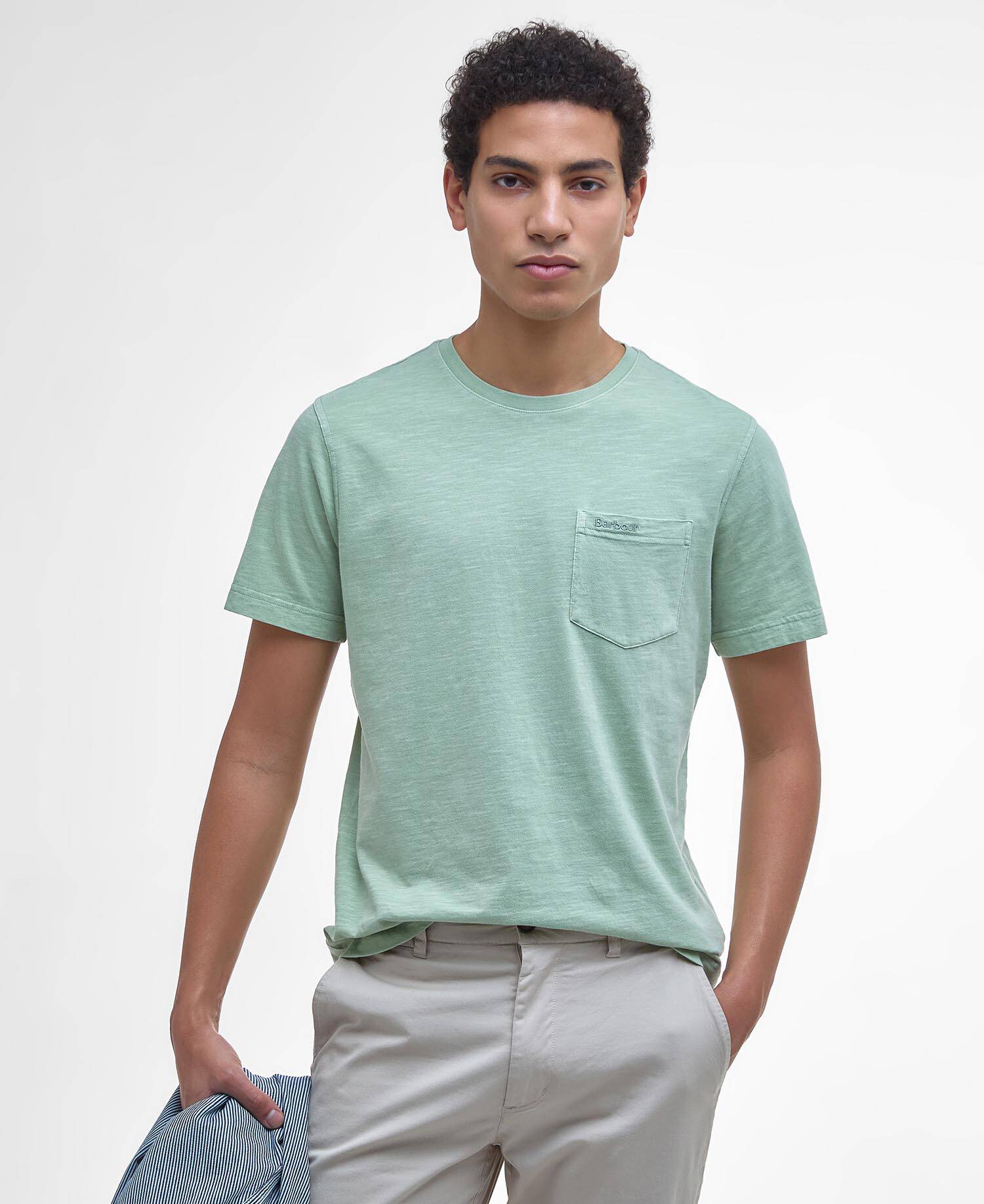 T-shirt con taschino tinta con pigmenti image number 0