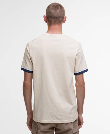 Deep Cuff Evan Tipped T-Shirt Calico White