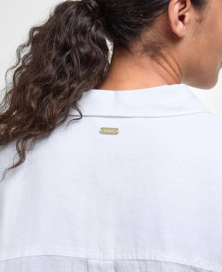 Hampton Relaxed Linen Shirt White/Safari Dress Tartan