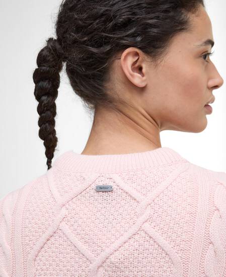 Maglione girocollo Burne con motivo a rombi Pink Blush