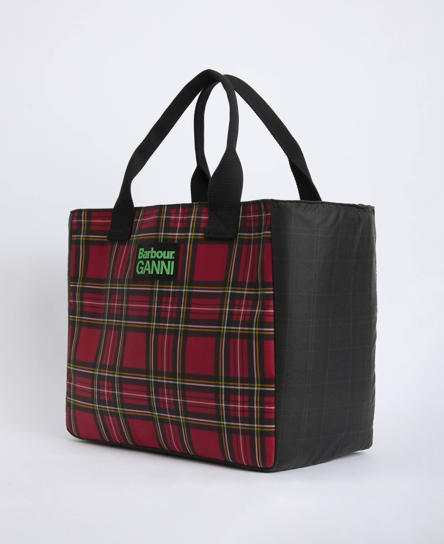 Barbour x GANNI Waxed Tote Bag Classic/Royal Stewart Tartan image number 1