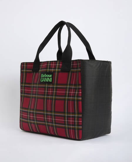 Barbour x GANNI Waxed Tote Bag Classic/Royal Stewart Tartan