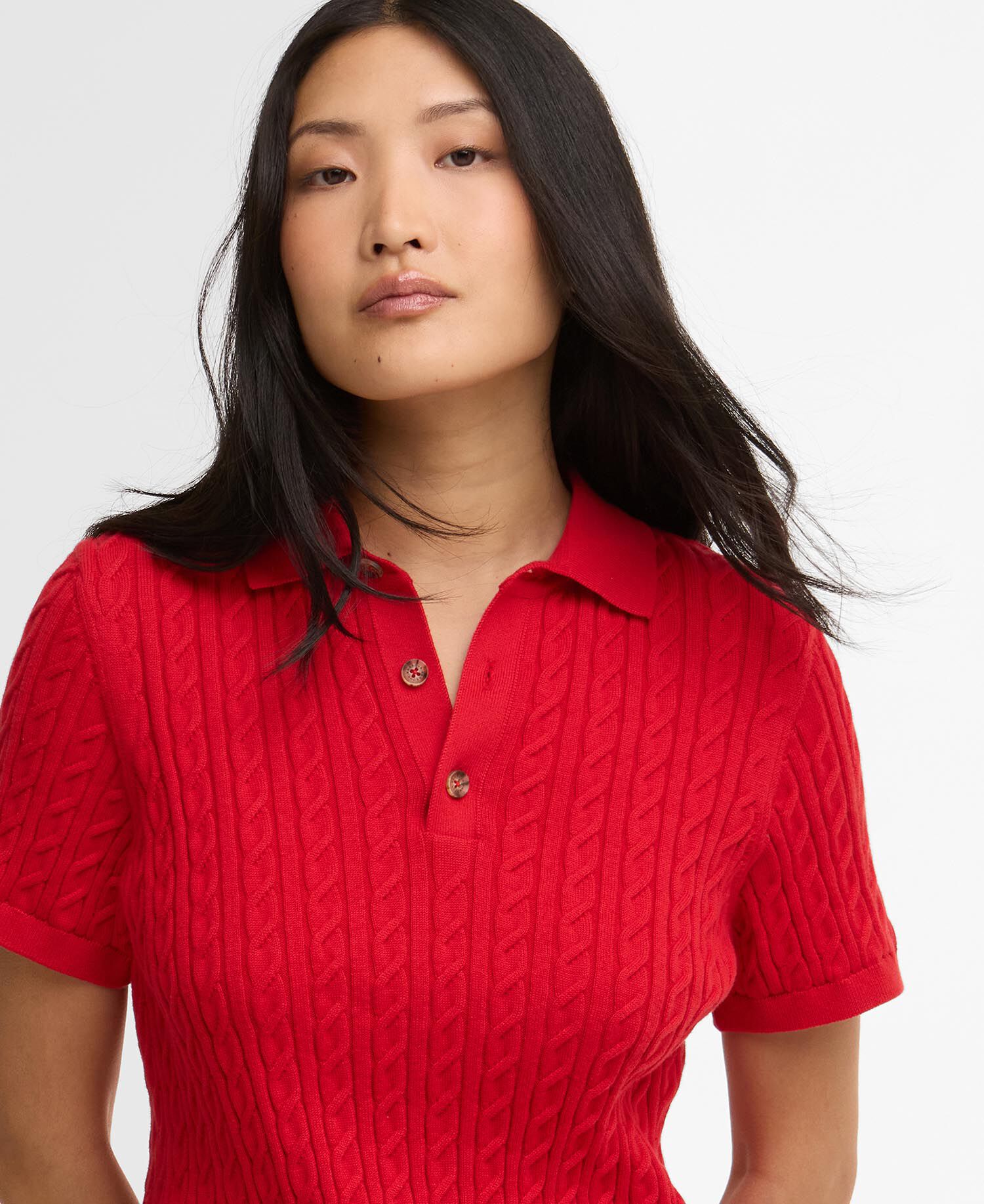 Hartland Knitted Polo Shirt Poppy Red