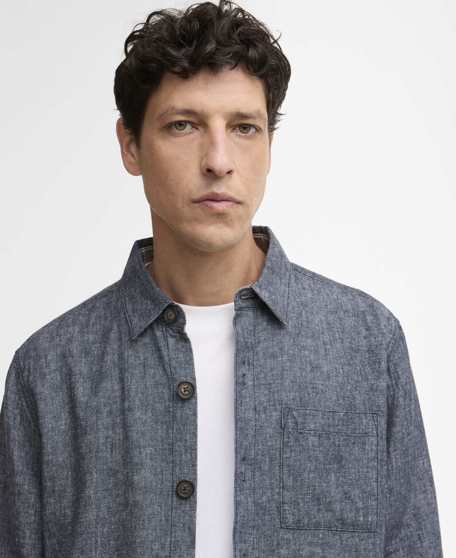 Overshirt in misto lino Stillwater Navy