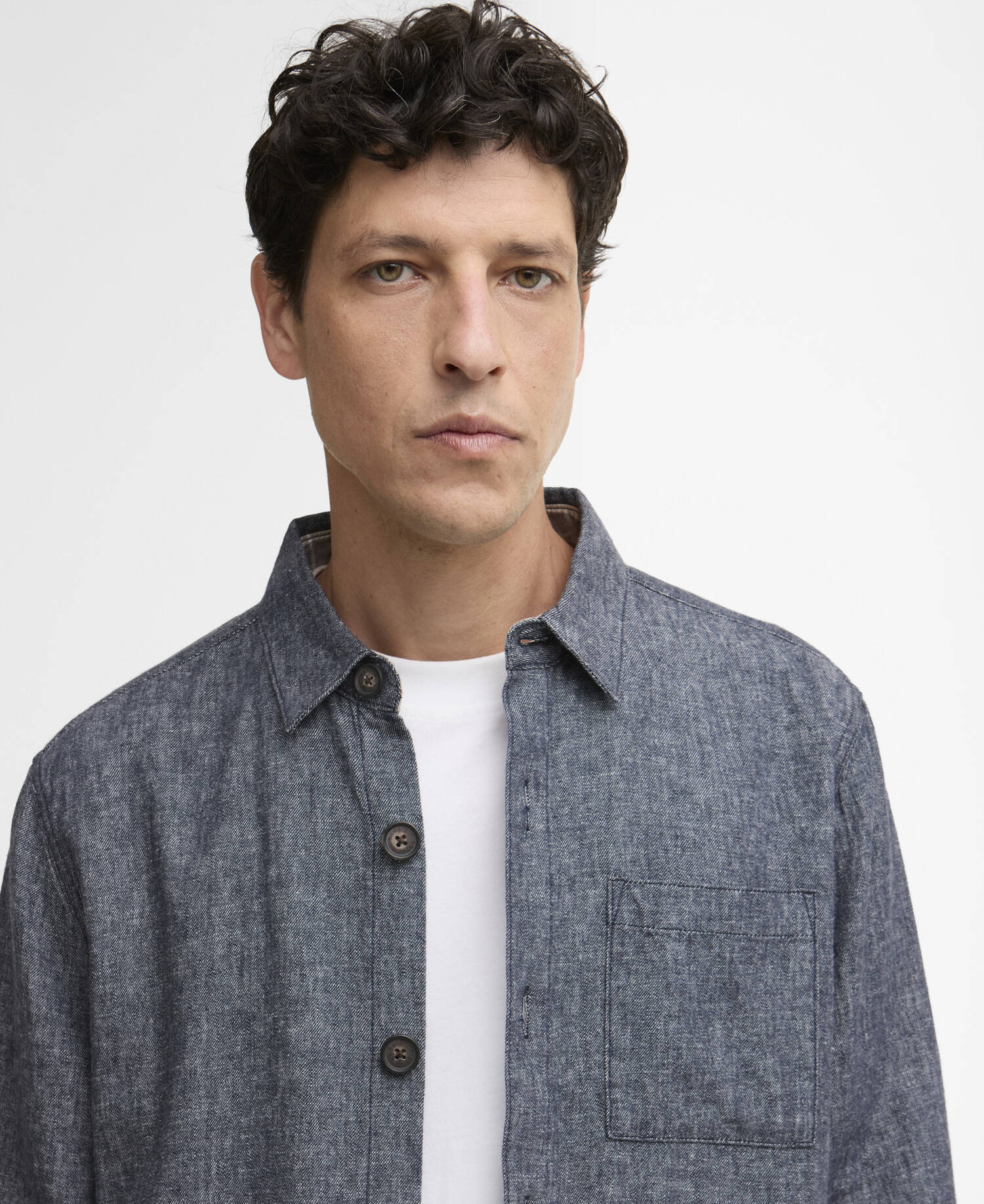 Overshirt in misto lino Stillwater Navy image number 3