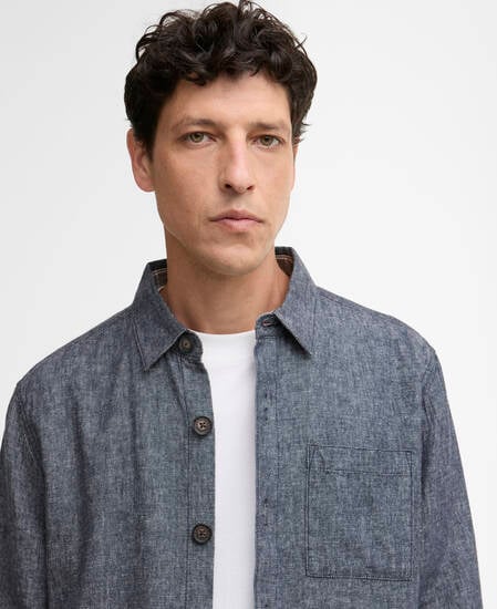 Overshirt in misto lino Stillwater Navy