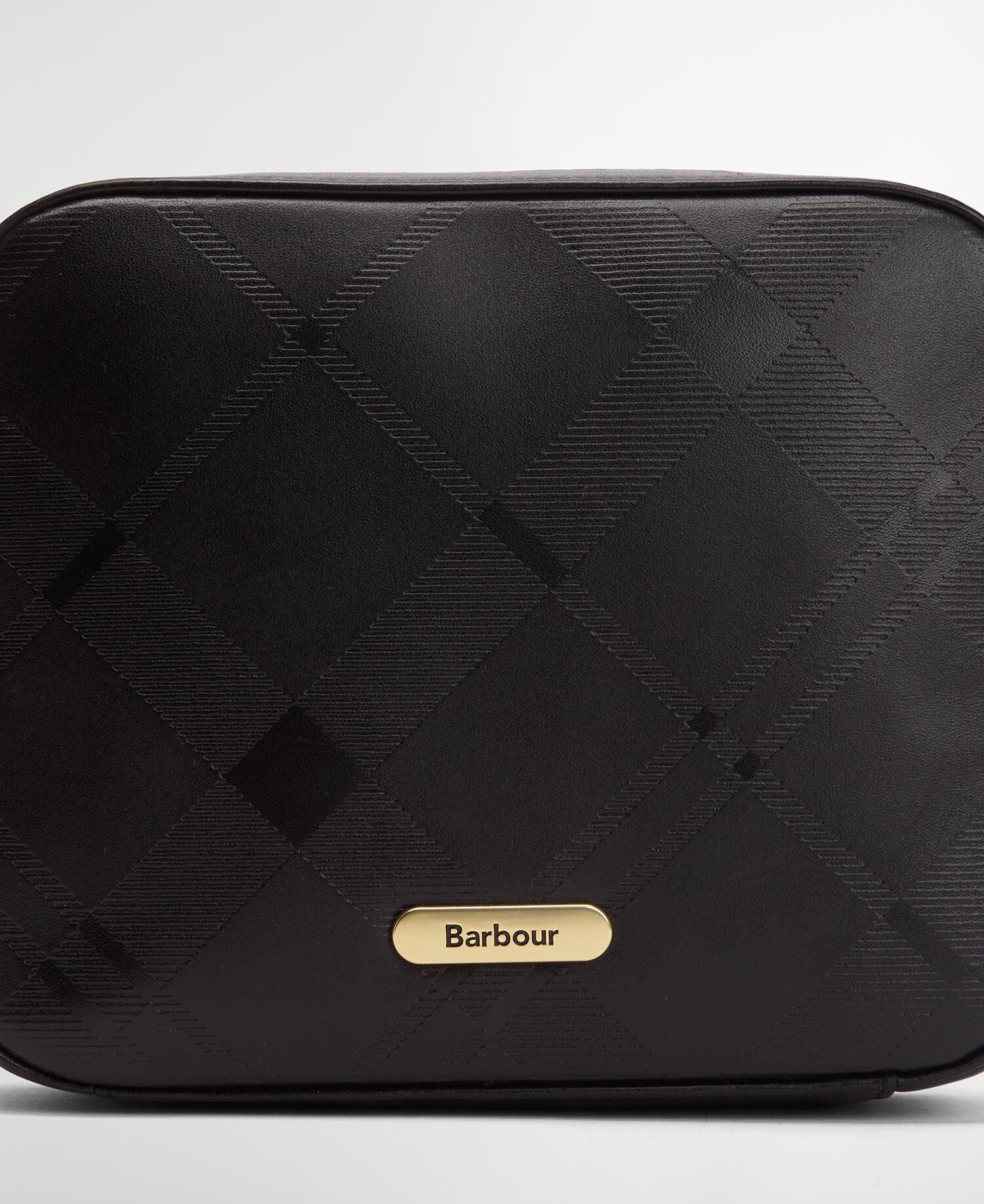 Daphne Deboss Leather Crossbody Bag Black/ Deboss Tartan