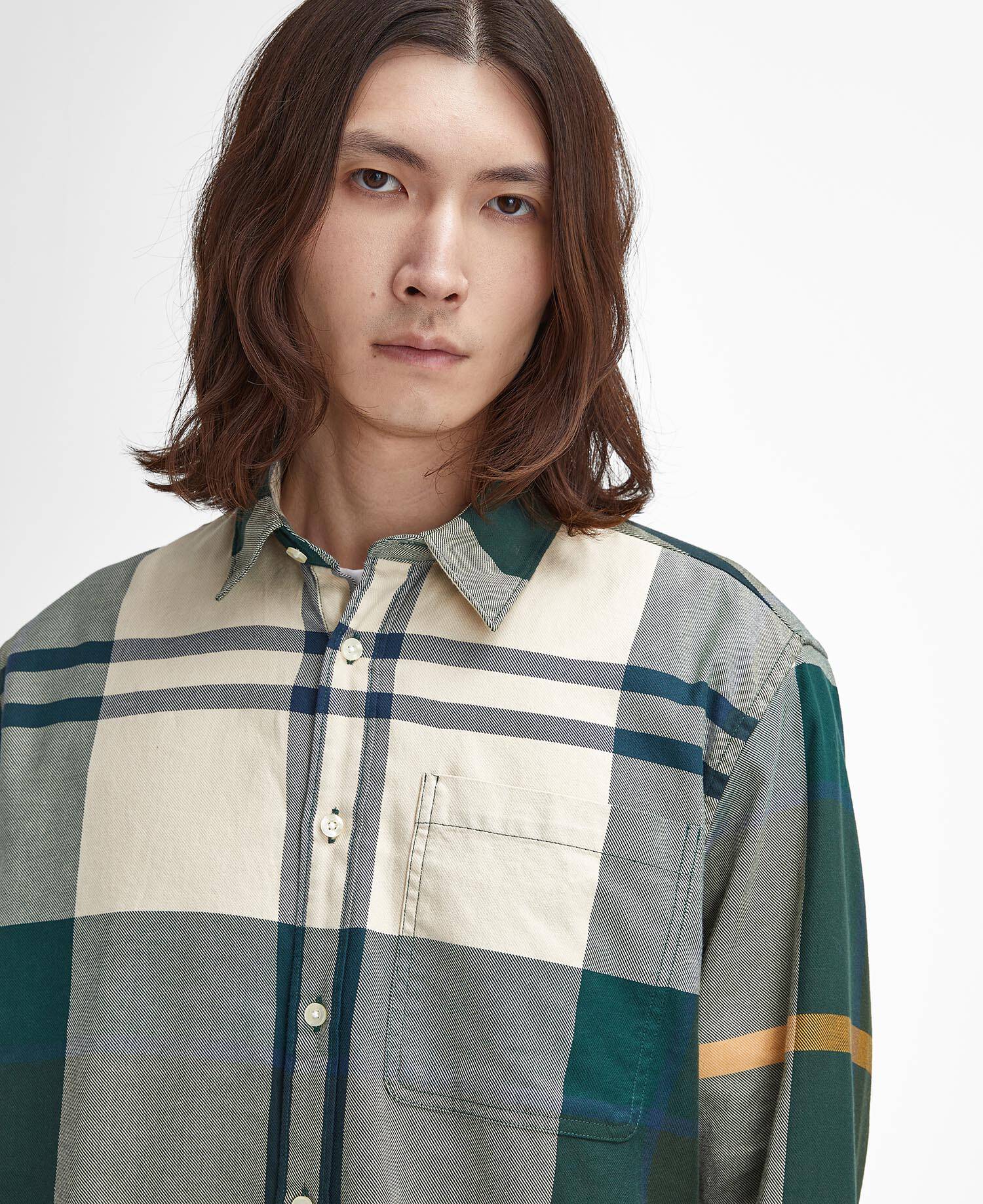 Renford Oversized Long-Sleeved Tartan Shirt image number 3