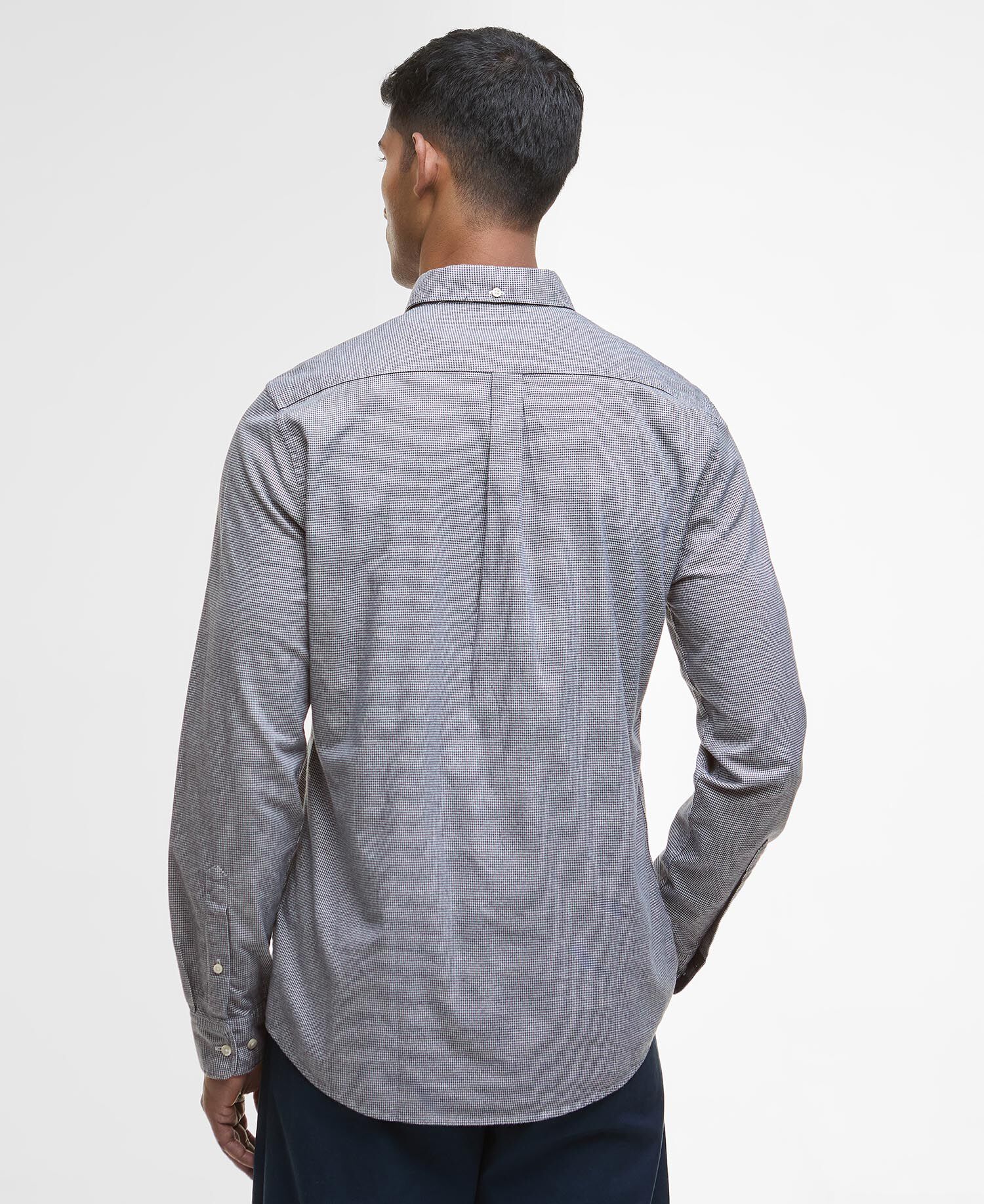 Huntly Houndstooth Tailored Shirt Navy