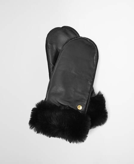 Daniella Leather Mittens Black