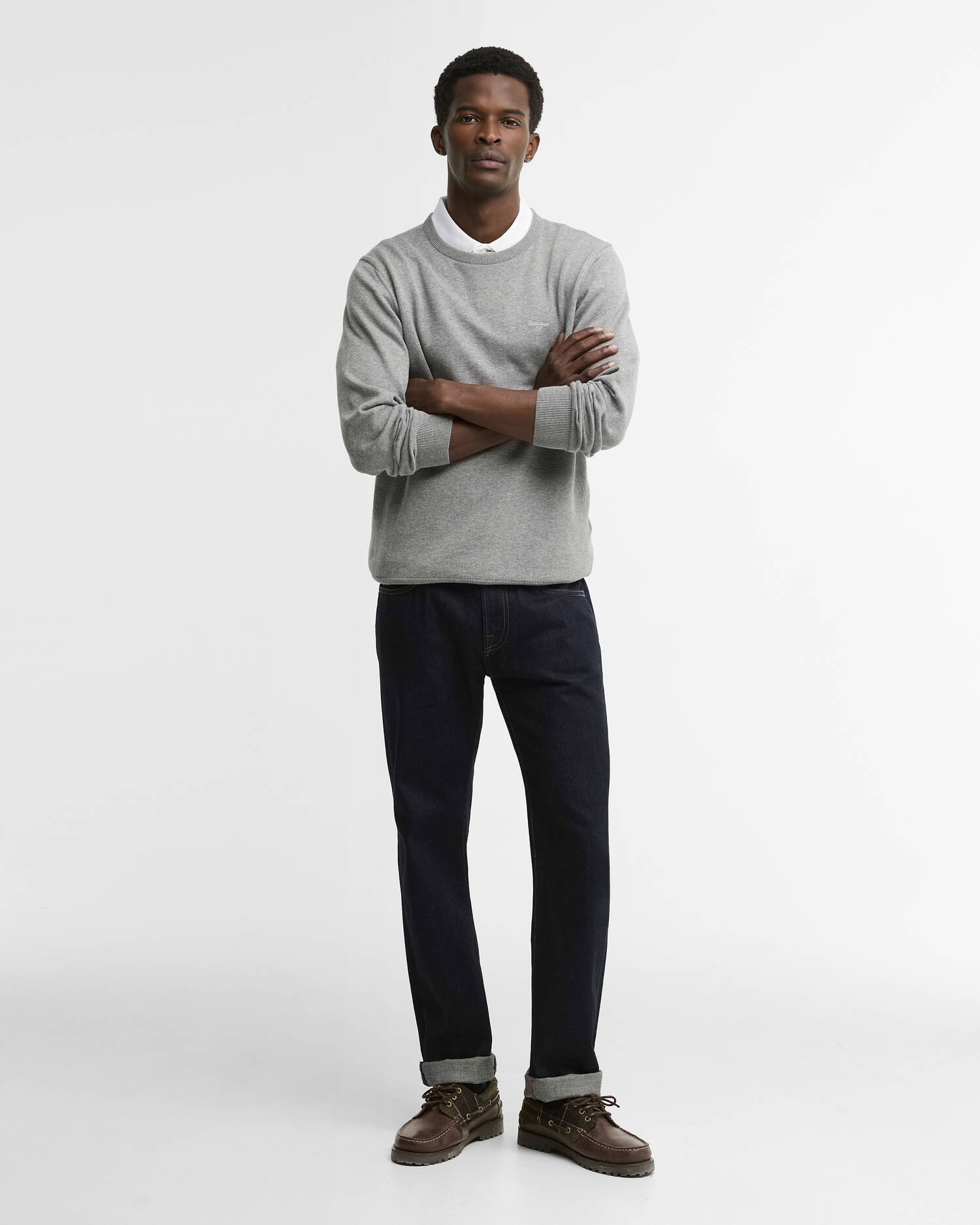 Pima Cotton Crew Neck Jumper Classic Grey image number 1