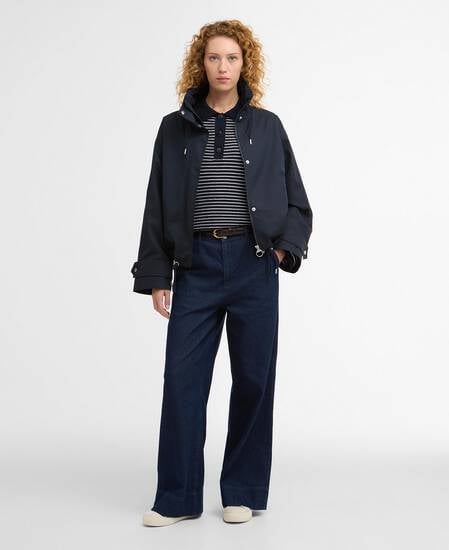 Bronwyn Funnel-Neck Showerproof Jacket Dark Navy/Dress Navy Tartan