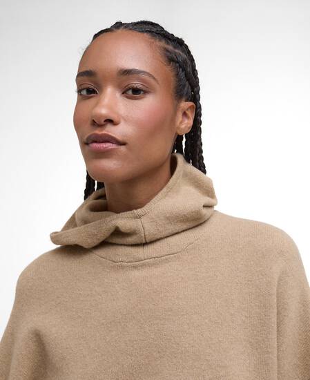 Evette Oversized Knitted Hoodie Military Brown