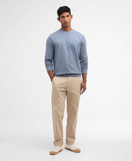 Washed Tartan Crew Neck Sweatshirt Washed Blue