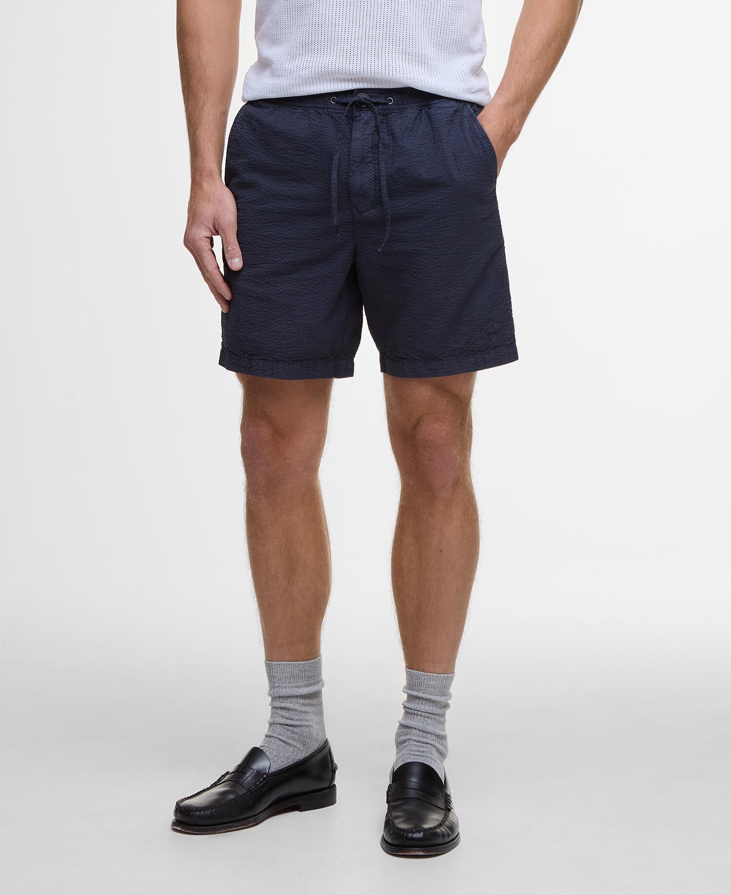 Seersucker Relaxed Shorts Classic Navy