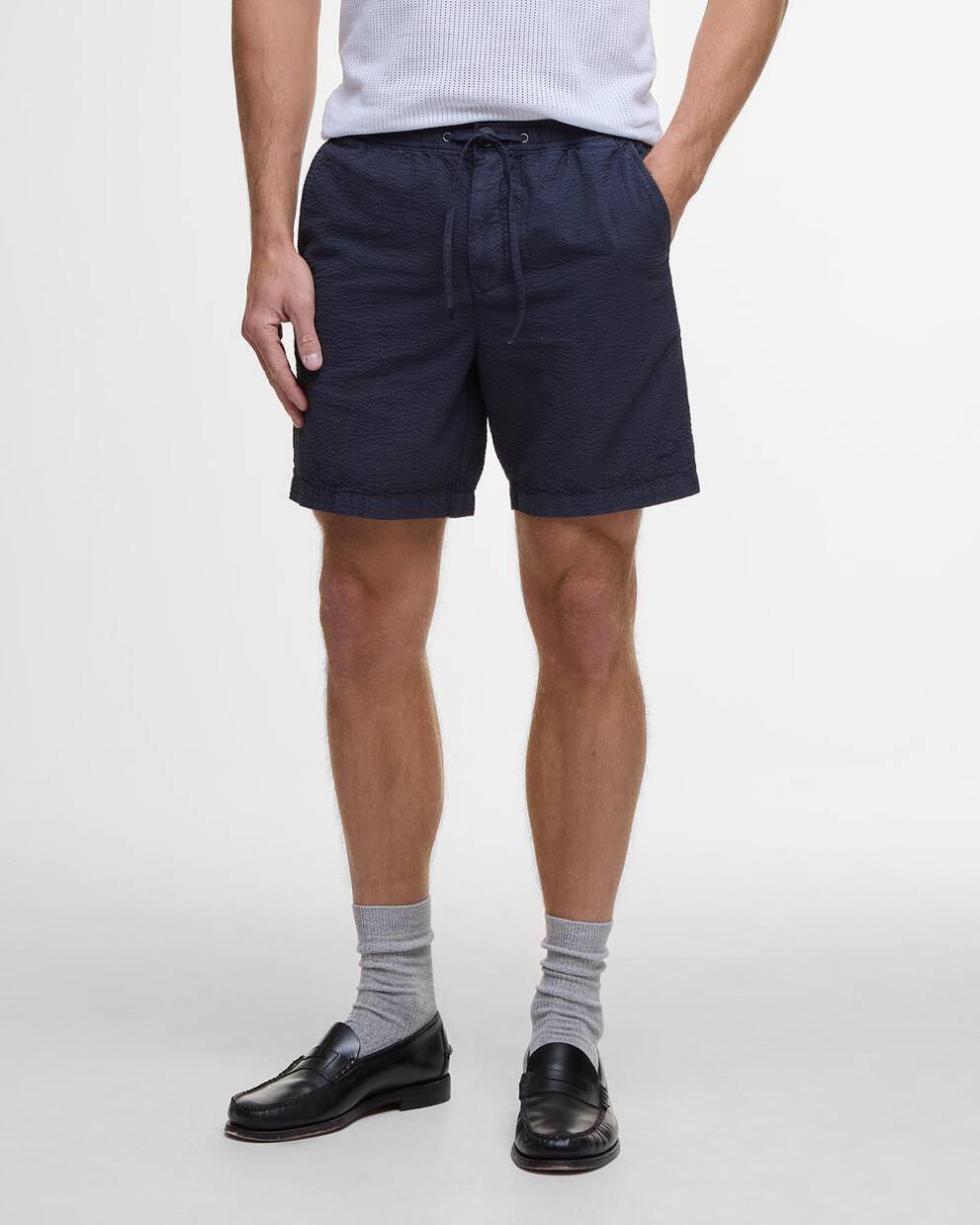 Shorts in seersucker con vestibilit&agrave; comoda