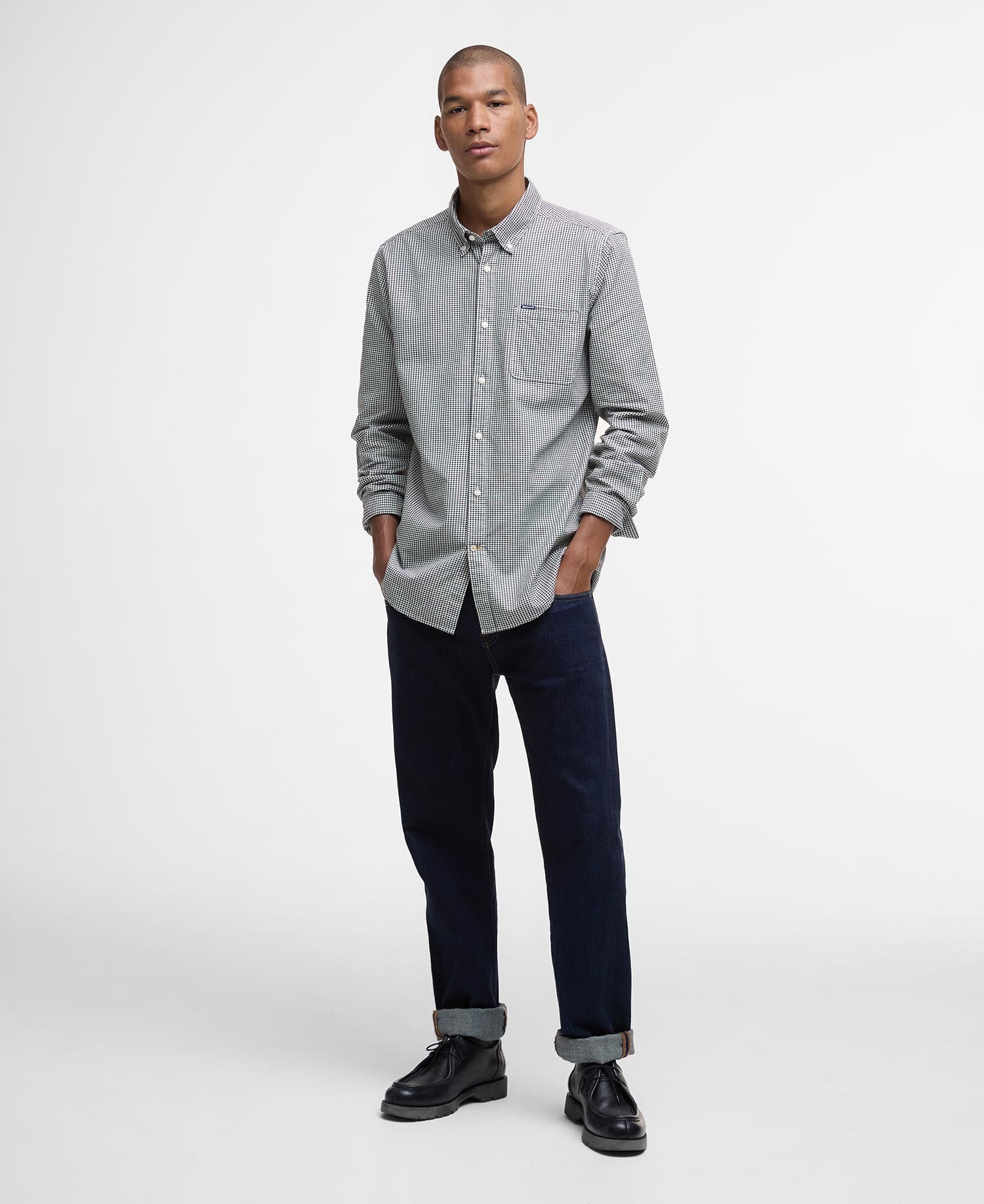 Halton Gingham Tailored Shirt Olive