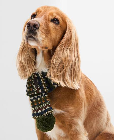 Marlow Fair Isle Dog Scarf Olive