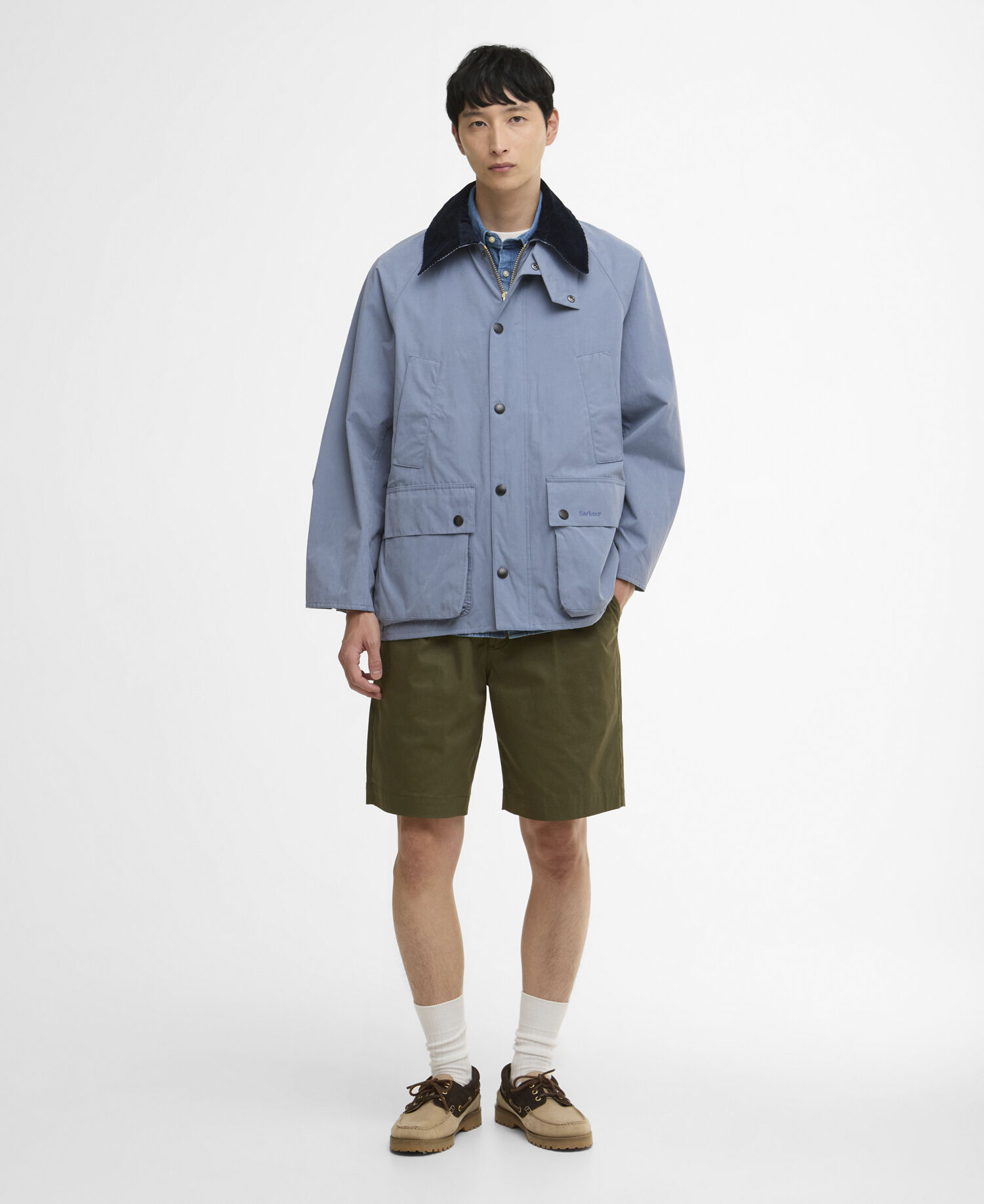 Peached Oversized Bedale Casual Jacket Washed Blue
