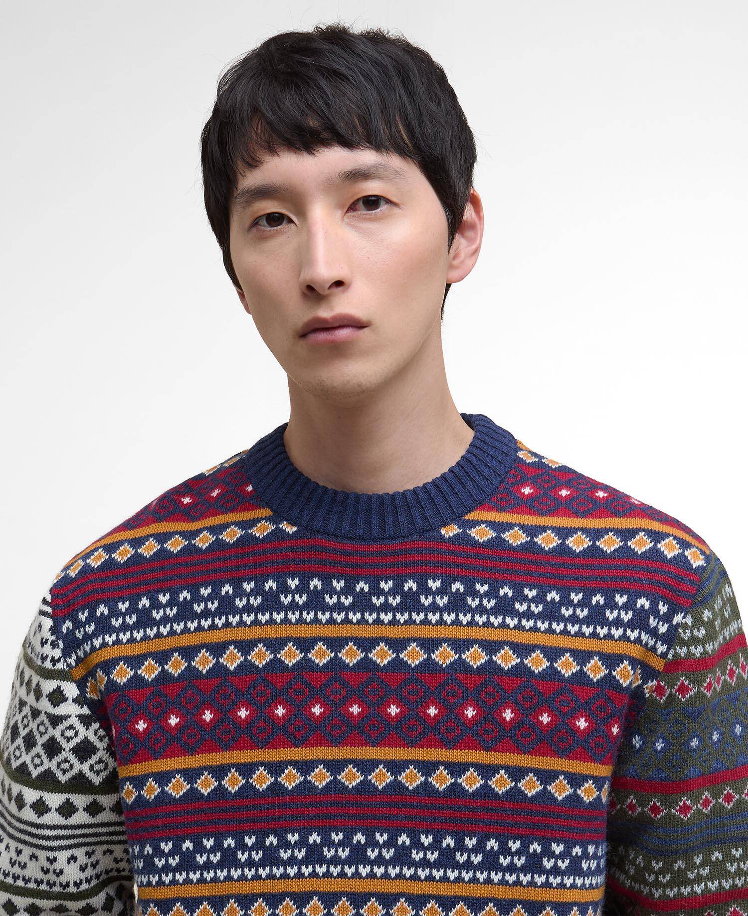 Patchwork Fair Isle Crew Neck Jumper image number 3
