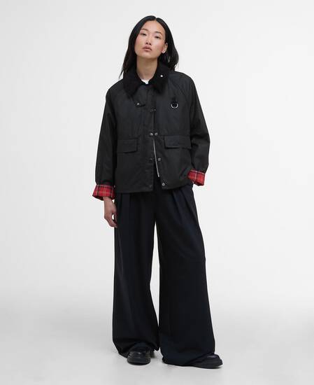 Women's Spey Waxed Jacket Black Cardinal