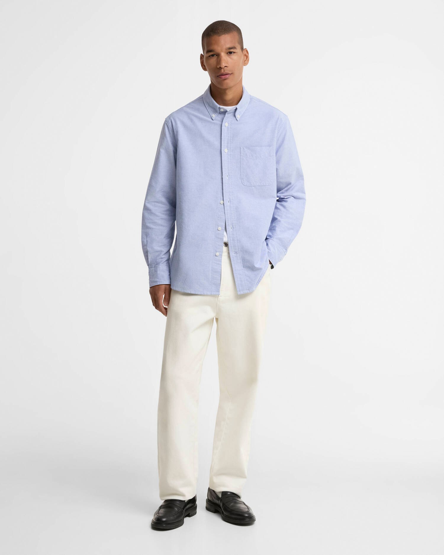 Barbour Oxford Authentic-Fit Long-Sleeved Shirt Blue image number 1