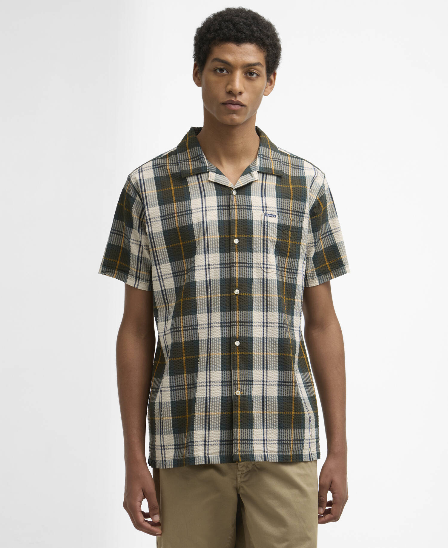 Clyde Short-Sleeved Seersucker Tartan Shirt Ancient Tartan image number 0