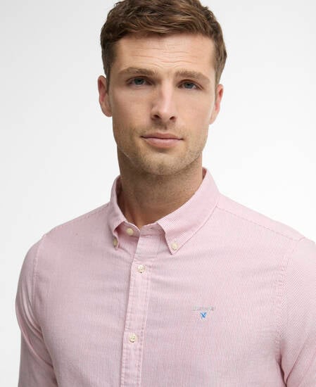 Striped Oxford Tailored Long-Sleeved Shirt Red