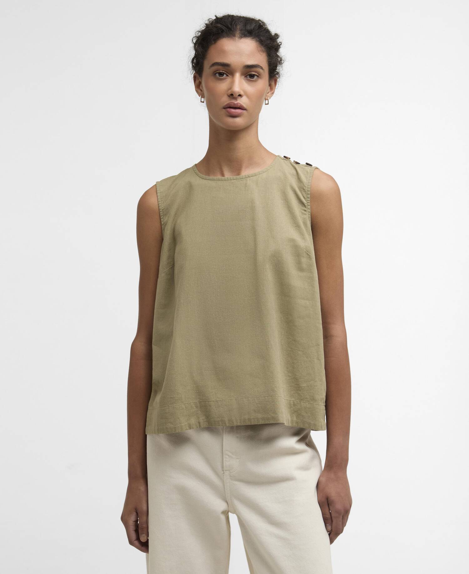 Josie Sleeveless Blouse Bleached Olive image number 0