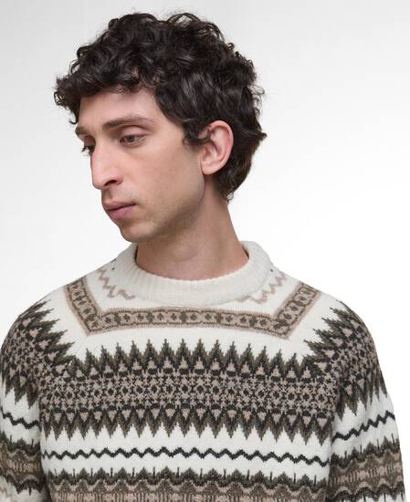 Pullover Hase Fair Isle Rundhalsausschnitt Whisper White